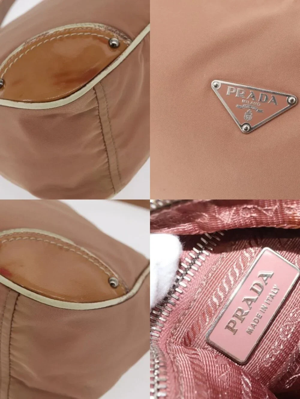 PRADA Shoulder Bag Nylon Beige Silver Auth 169041 - Picture 16 of 16